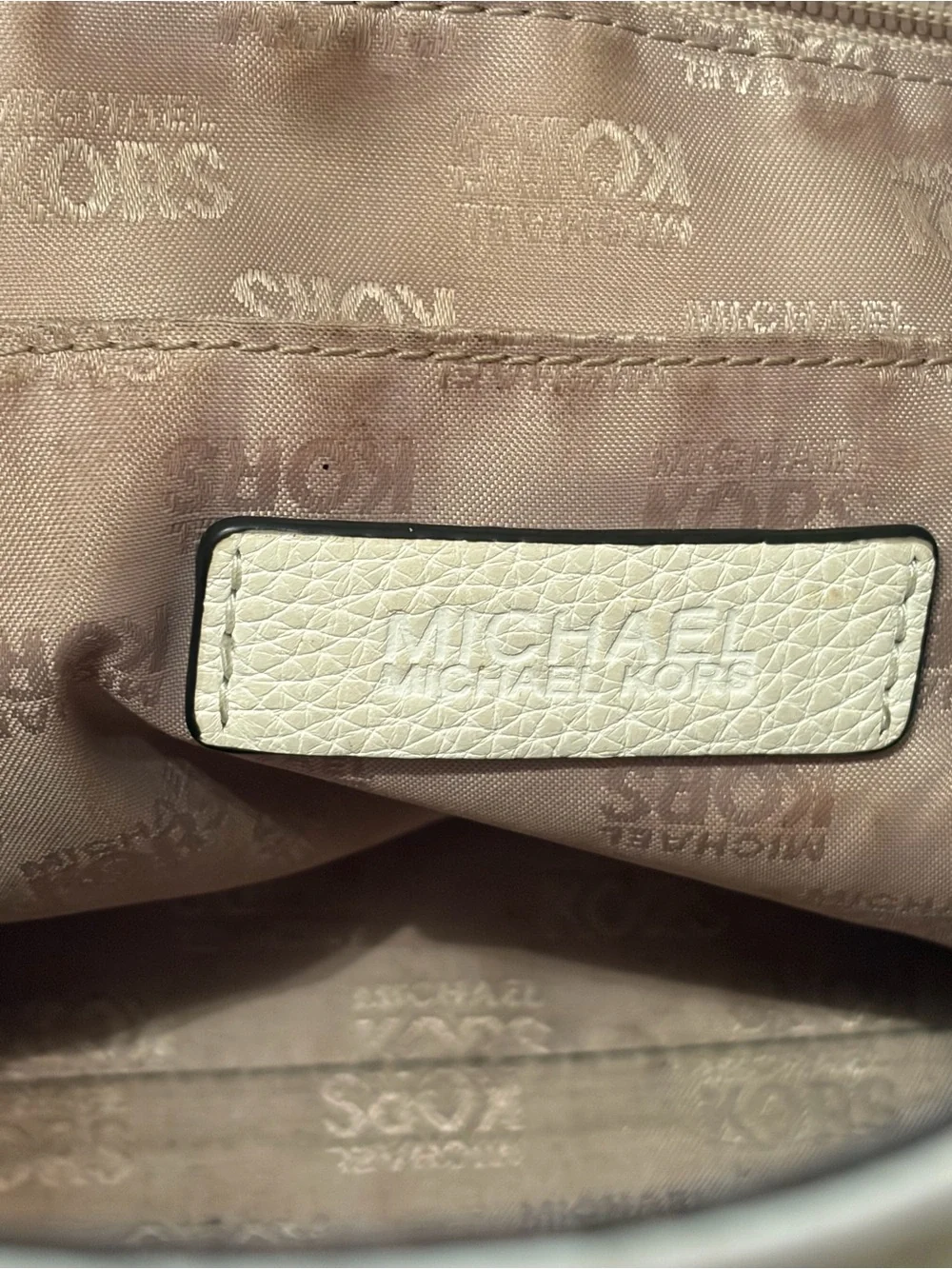 Michael Kors Ivory Pebbled Leather Shoulder Tote with Gold Hardware